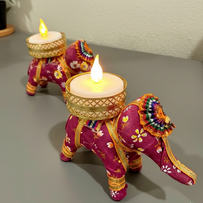 Handcrafted Elephant Tealight Candle Holders Set | Home Decor & Gifting