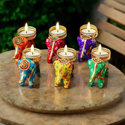 Handcrafted Elephant Tealight Candle Holders Set | Home Decor & Gifting