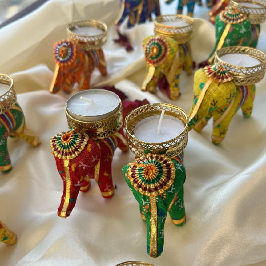 Handcrafted Elephant Tealight Candle Holders Set | Home Decor & Gifting