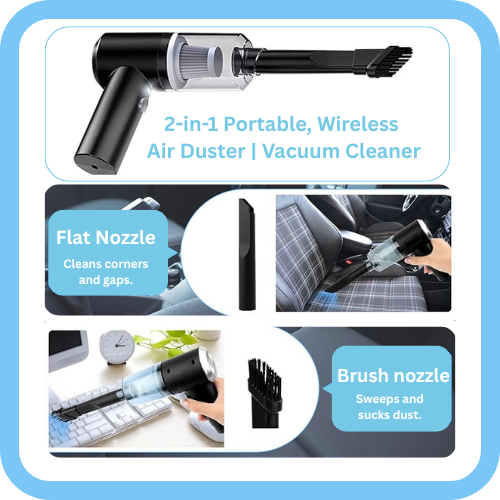 2-in-1 Portable Air Duster & Wireless Vacuum Cleaner